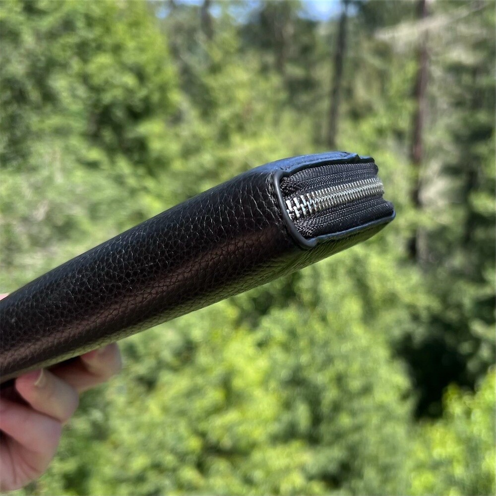 COACH Long Zip-Around Black Pebble Leather Wallet with Strap & Silver Hardware - Picture 9 of 13